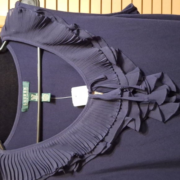 Lauren Ralph Lauren Navy Ruffle Top - Picture 2 of 6